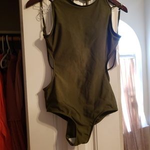 Olive green one piece bathing suit